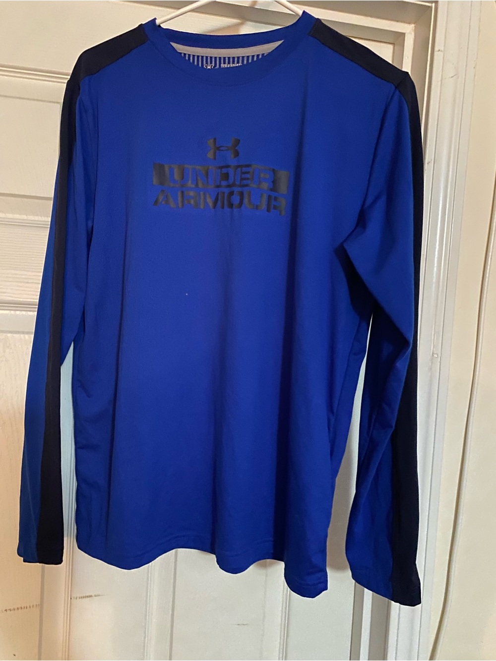 Under Armour Blue Long Sleeve Athletic Tee with Black Accents